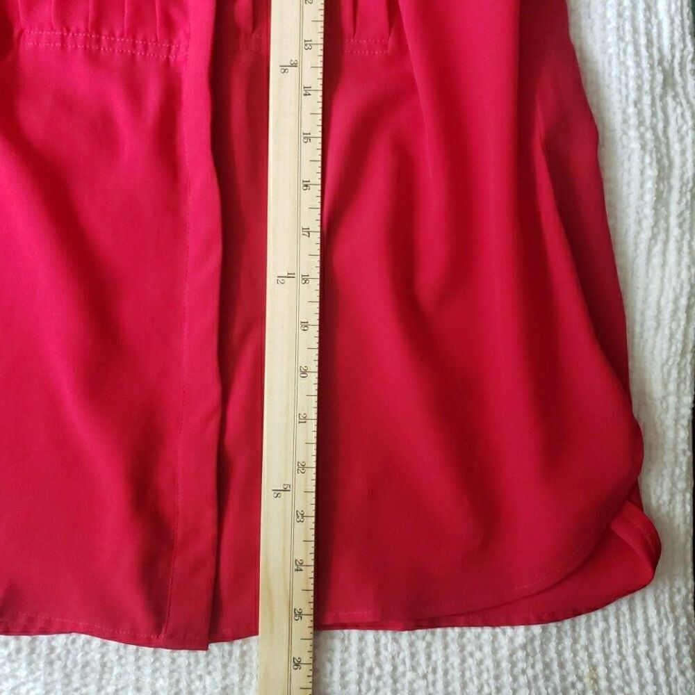 Talbots Shirt Red Pleated Rhinestone Elegant Holiday Party Blouse Top Women Sp - Picture 8 of 9
